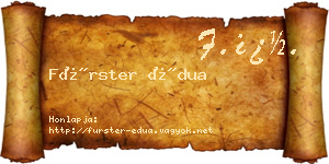 Fürster Édua névjegykártya
